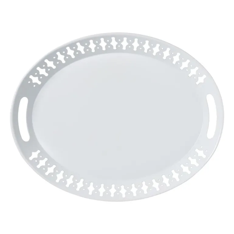 Dienblad metaal - wit - 42x33,5x4,5 cm