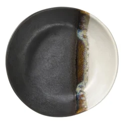 Diep bord cortado - beige/zwart - ø18x5.8 cm