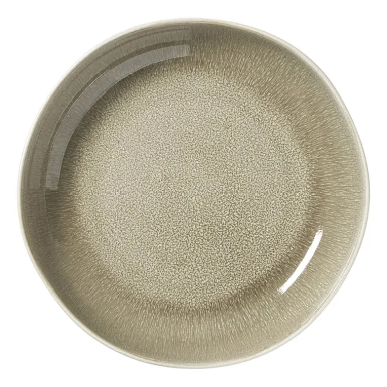 Diep bord kaori - wit/bruin - ø22x4 cm