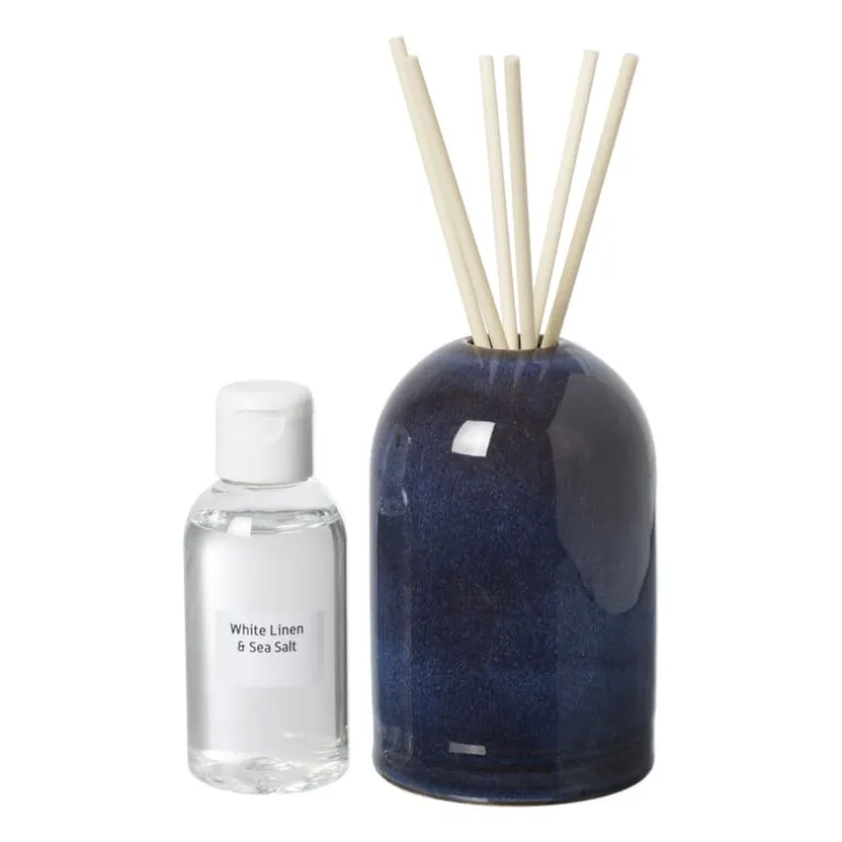Diffuser white linen & sea salt - blauw - ø7.7x11.8 cm