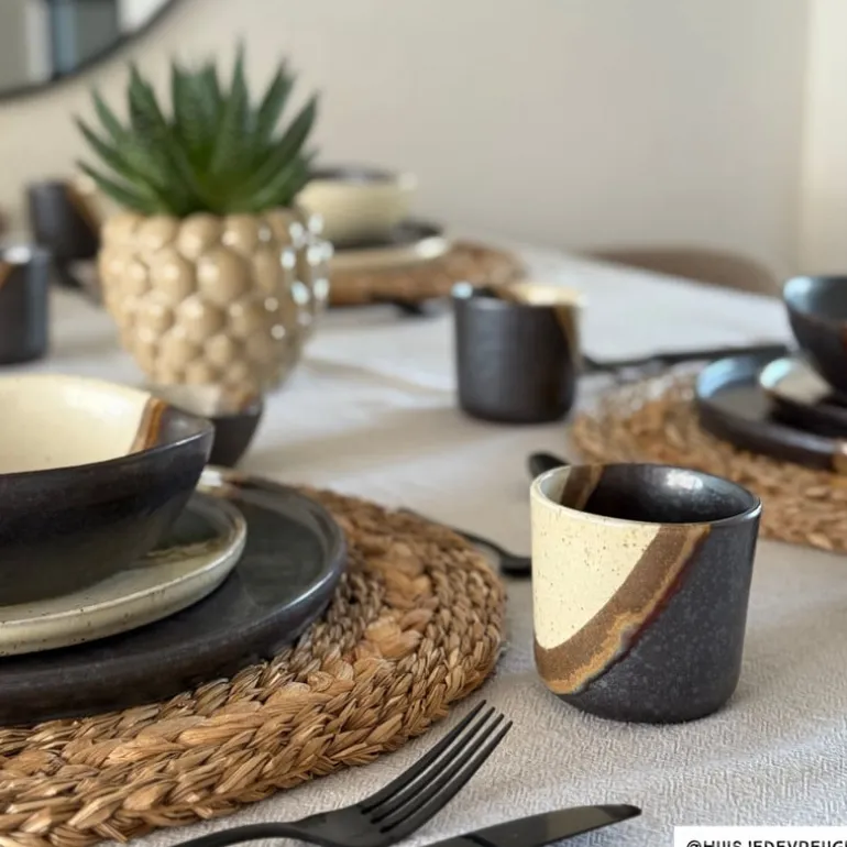 Dinerbord cortado - beige/zwart - ø26.5x2 cm
