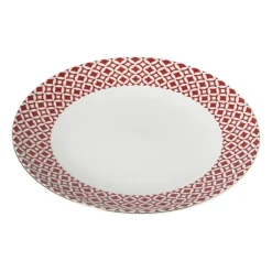 Dinerbord Mirna ruit - rood/wit - ø26.8x2.2 cm