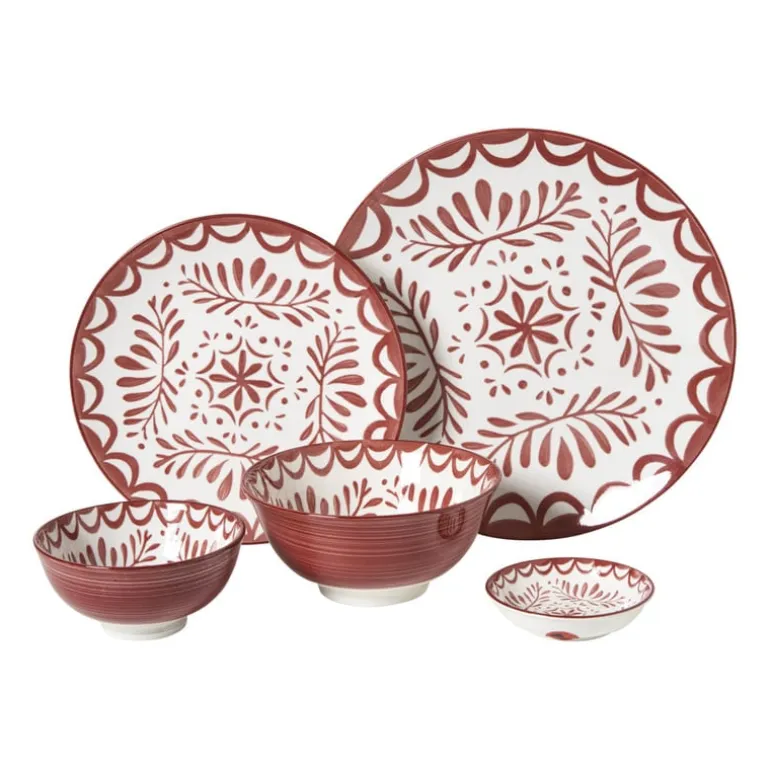 Dinerbord sterre - rood/wit - ø26.8x2.6 cm