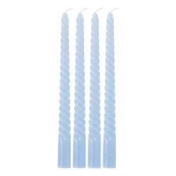 Dinerkaarsen twist - blauw - set van 4