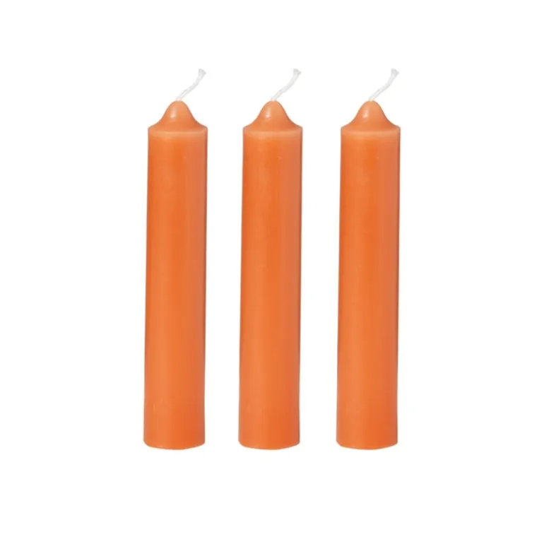 Dinerkaarsjes - set van 3 - oranje - ø2x12 cm