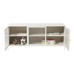 Dressoir Luca met geribbeld glazen deurtjes - offwhite - 50x120x42 cm