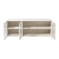 Dressoir Luca met geribbeld glazen deurtjes - offwhite - 50x120x42 cm