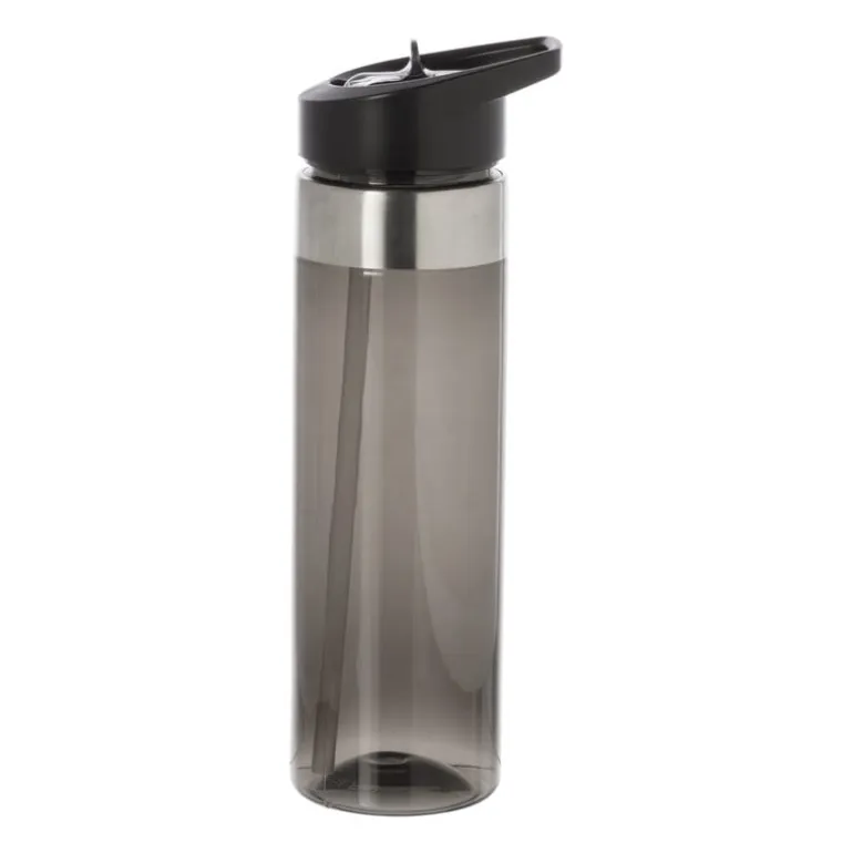 Drinkfles met rietje - zwart - 500 ml