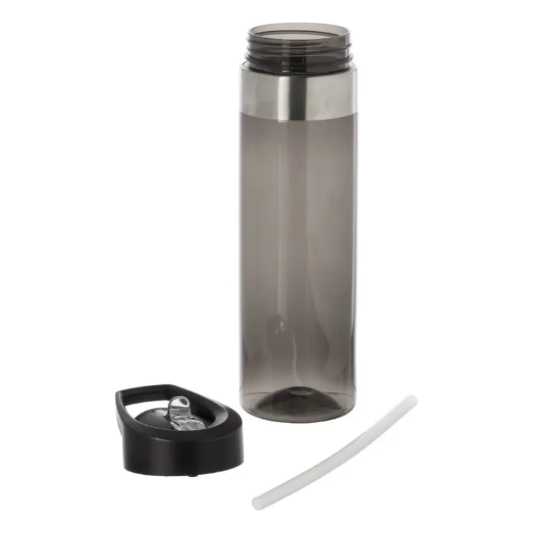 Drinkfles met rietje - zwart - 500 ml