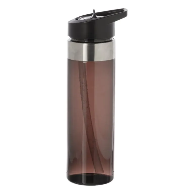 Drinkfles met rietje - zwart - 500 ml