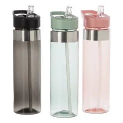 Drinkfles met rietje - zwart - 500 ml
