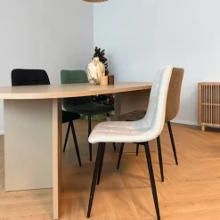 Eetkamerstoel chenille - beige - 90x53.5x44.5 cm