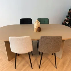 Eetkamerstoel chenille - zwart - 90x53.5x44.5 cm