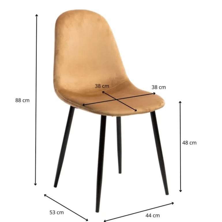 Eetkamerstoel Ivy velvet - bruin - 88x38x38 cm