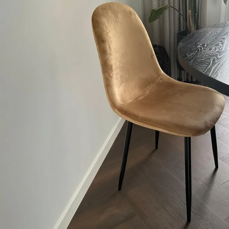 Eetkamerstoel Ivy velvet - bruin - 88x38x38 cm