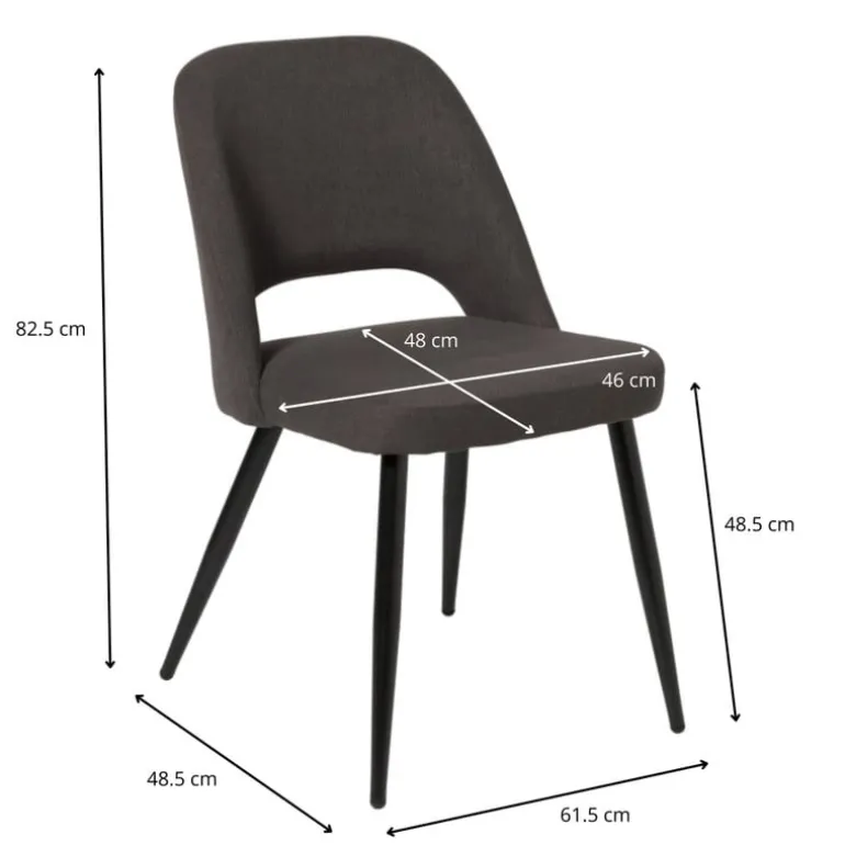 Eetkamerstoel Leonardo - grijs - 82.5x61.5x48.5 cm
