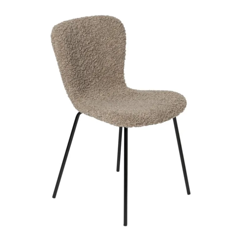 Eetkamerstoel Liz - beige - teddy - 83.5x55x45.4 cm