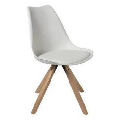 Eetkamerstoel Olympic - wit/naturel - 82x58x48 cm