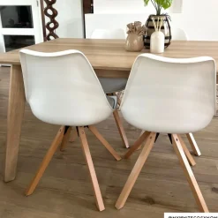 Eetkamerstoel Olympic - wit/naturel - 82x58x48 cm