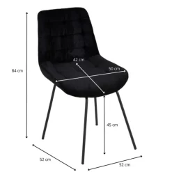 Eetkamerstoel ribstof - zwart - 84x52x52cm