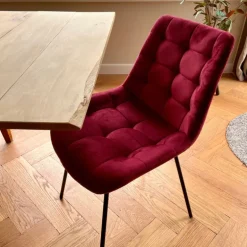 Eetkamerstoel velvet - rood - 79x50x44 cm