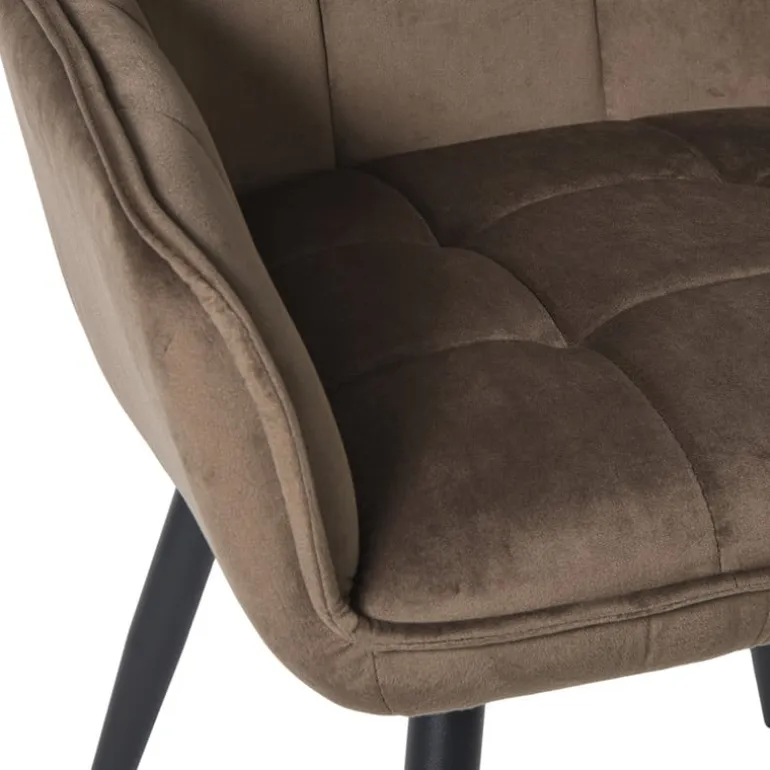 Eetkamerstoel velvet met armleuning - bruin - 87x56.5x43 cm