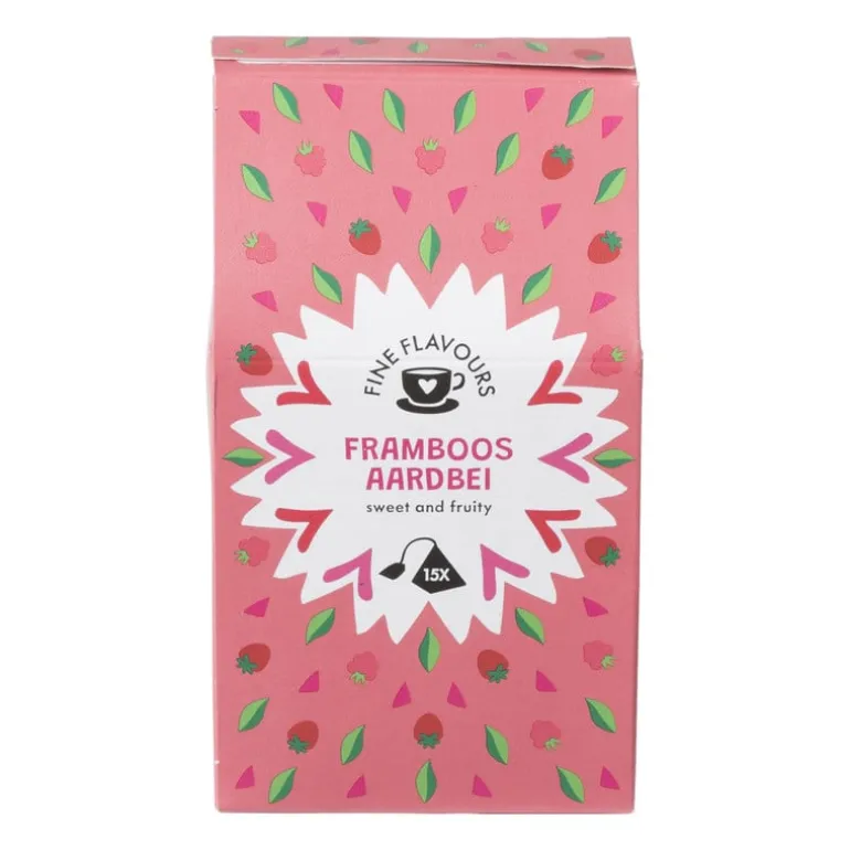 Fine flavours zwarte thee - aardbei - 15 piramide zakjes