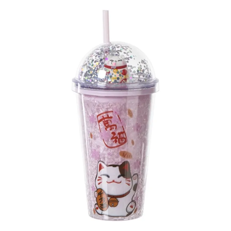 Funny beker kat - roze - 450 ml