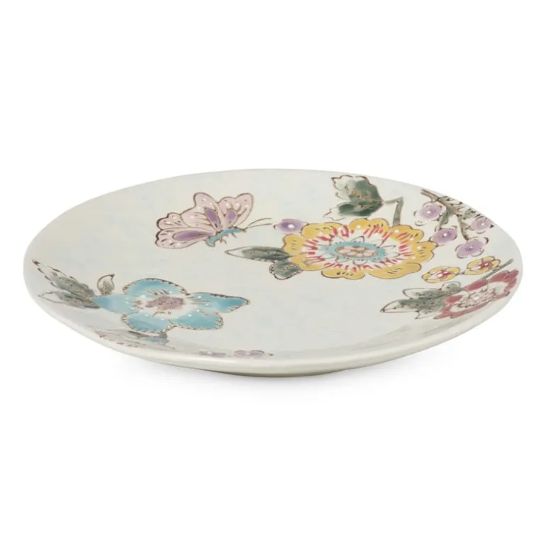 Gebaksbordje bloemen en vlinder - multikleur - ø15 cm