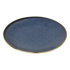 Gebaksbordje met gouden rand - donkerblauw - ø15 cm