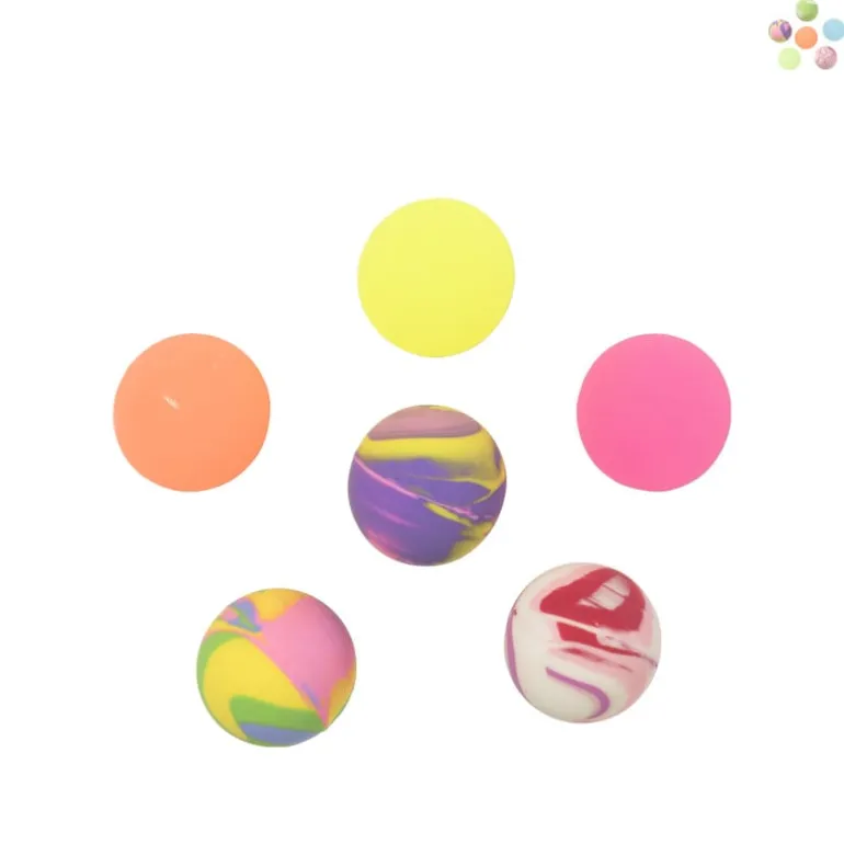 Glow in the dark stuiterbal - set van 6 - diverse varianten