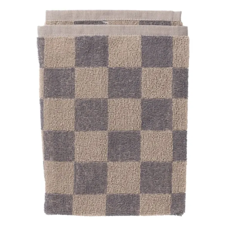 Handdoek blokjes - antraciet/taupe - 50x50 cm