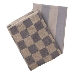 Handdoek blokjes - antraciet/taupe - 50x50 cm