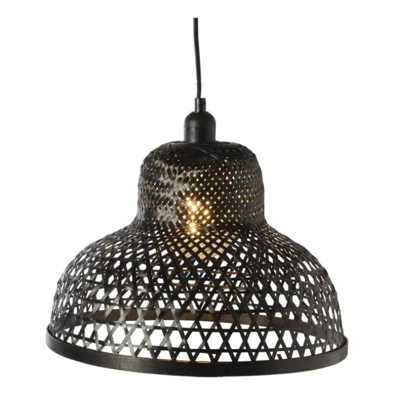 Hanglamp bamboe rond - zwart - ø35x24 cm