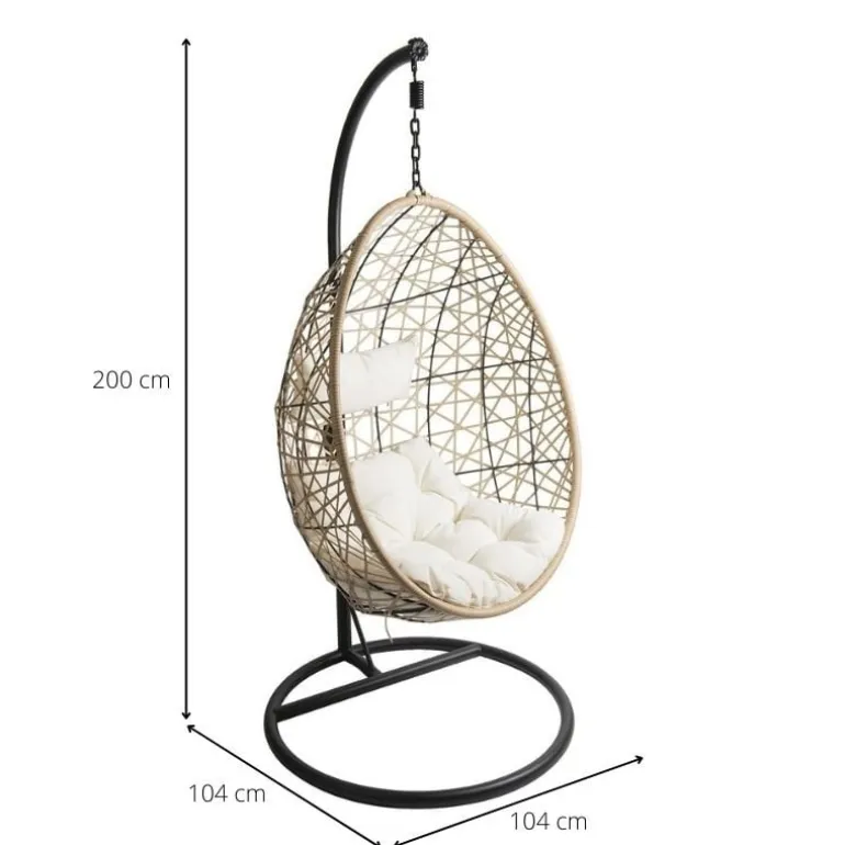 Hangstoel swing met standaard - naturel - ø104x200 cm