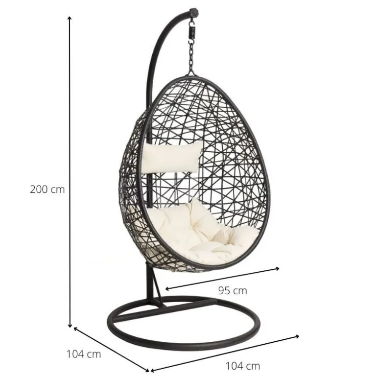 Hangstoel swing met standaard - zwart - ø104x200 cm