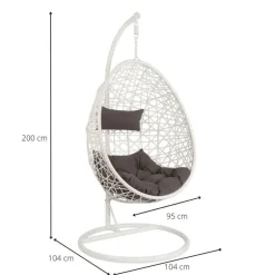 Hangstoel swing met standaard - wit - ø104x200 cm