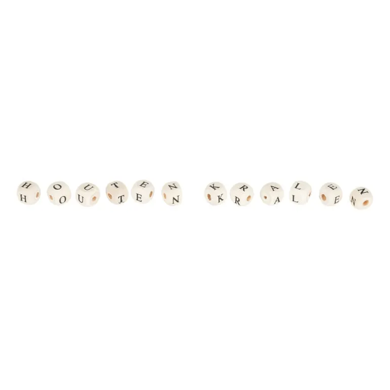 Houten kralen alfabet - naturel - circa 90 stuks
