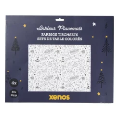 Inkleur placemat kerst - 40x30 cm - set van 4
