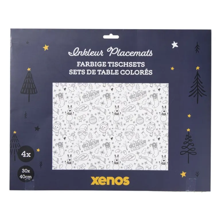 Inkleur placemat kerst - 40x30 cm - set van 4