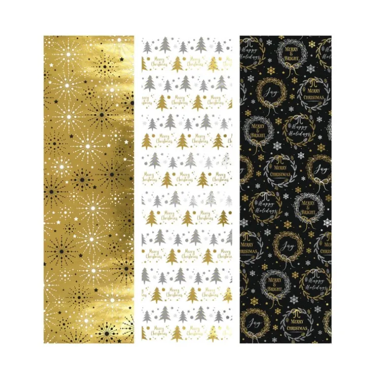 Inpakpapier kerst metaal - multikleur - 70x200 cm - diverse varianten
