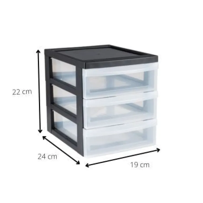 Iris ladesysteem A5 - 3 lades - zwart - 26x22x19 cm