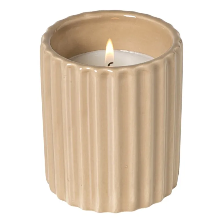Kaars in potje - beige - ø7.8x9 cm