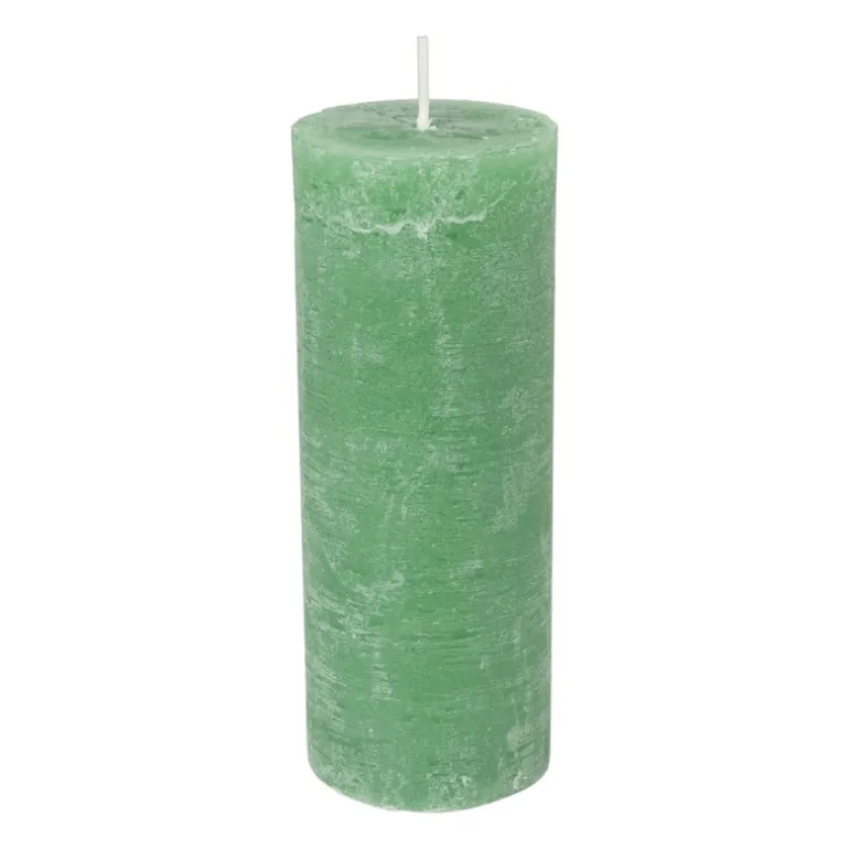 Kaars rustiek - appel groen - ø7x18 cm