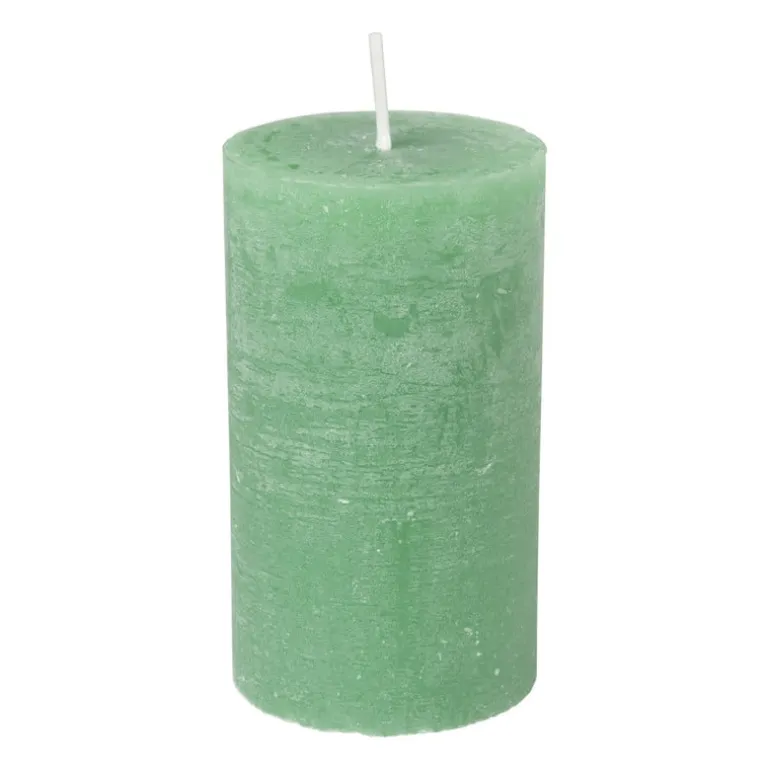 Kaars rustiek - appel groen - ø7x12 cm