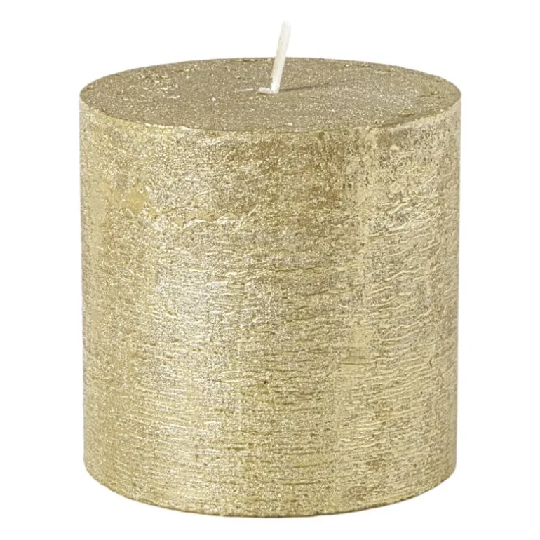 Kaars rustiek - goud - ø10x10 cm
