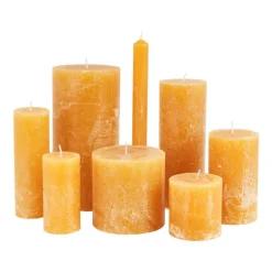 Kaars rustiek - okergeel - ø7x12 cm