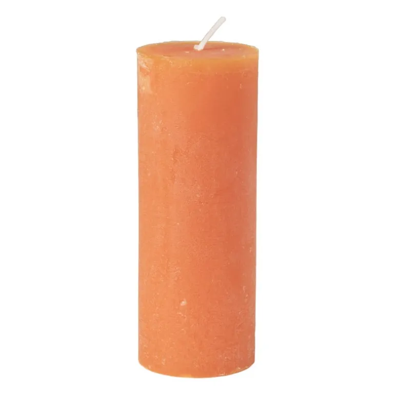 Kaars rustiek - oranje - ø7x18 cm