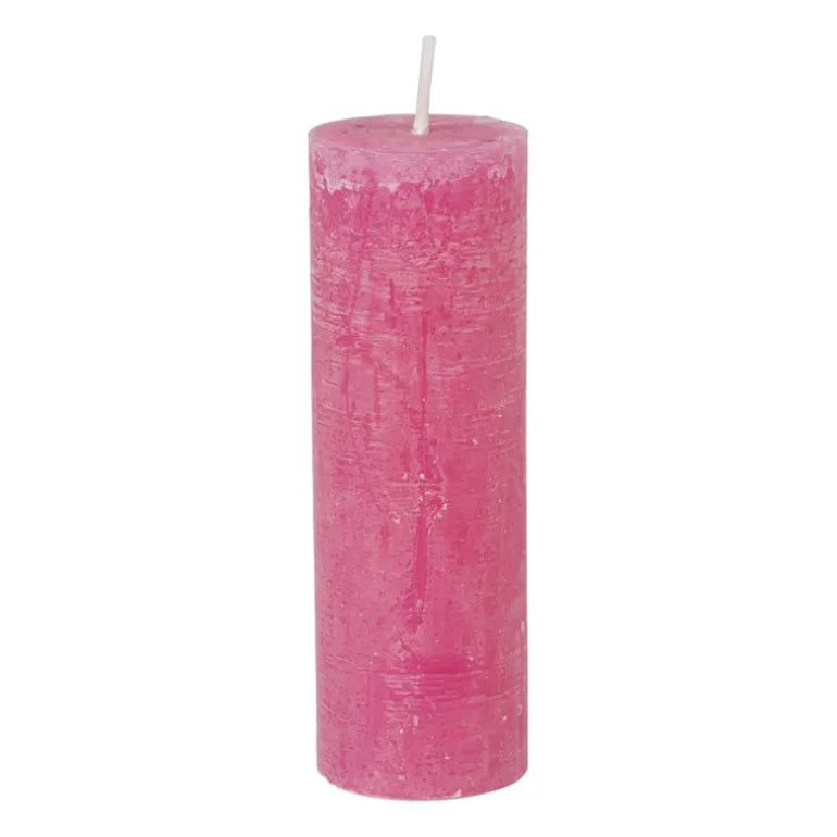 Kaars rustiek - roze - ø5x15 cm