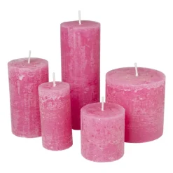 Kaars rustiek - roze - ø10x10 cm